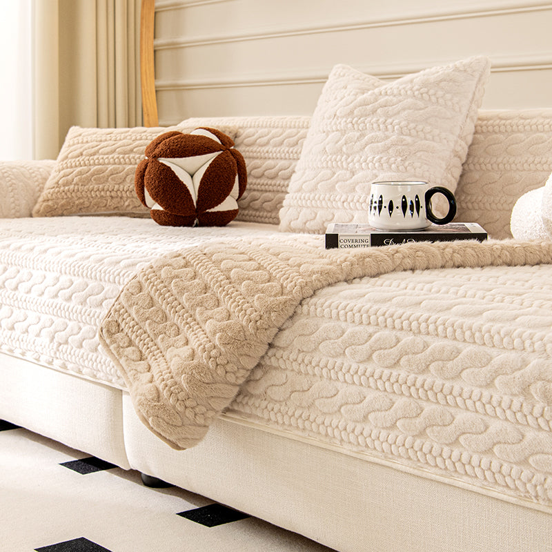 Warm Plush Bone Pattern Non-Slip Couch Cover