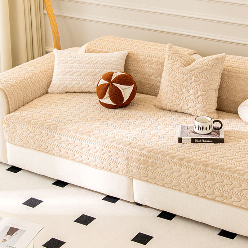 Warmer, rutschfester Couchbezug aus Plüsch mit Knochenmuster