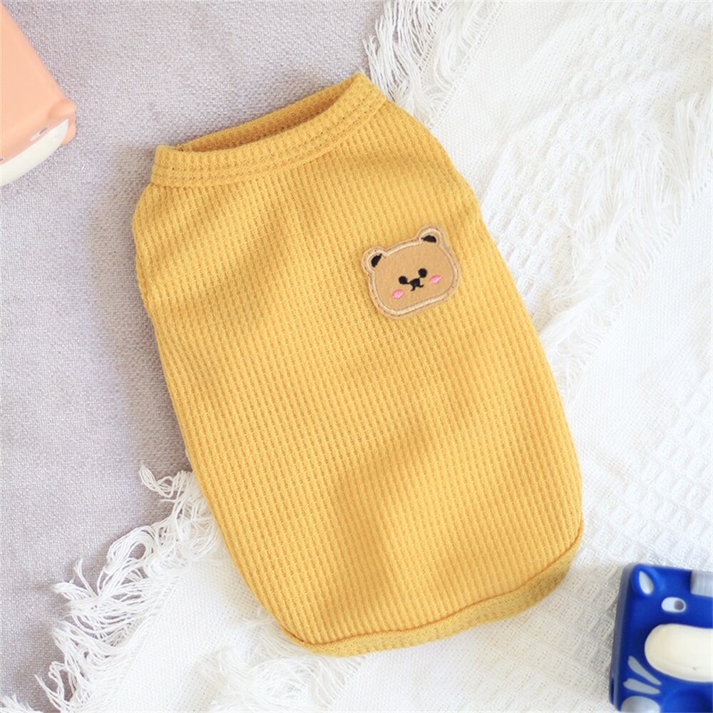 Adorable Waffle Knit Bear Dog Shirt – Cozy and Stylish for Everyday Wear