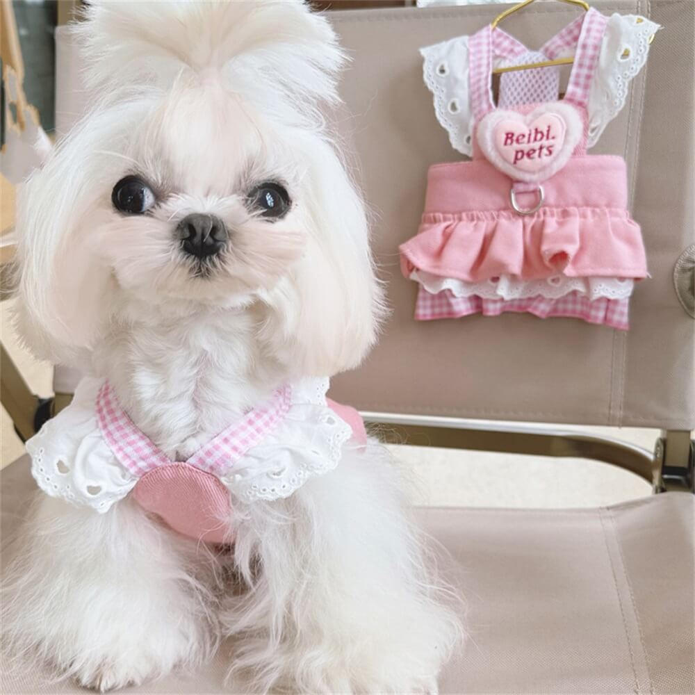 Pink Gingham Ruffle Dog Dress – Sweet and Stylish for Everyday Wear