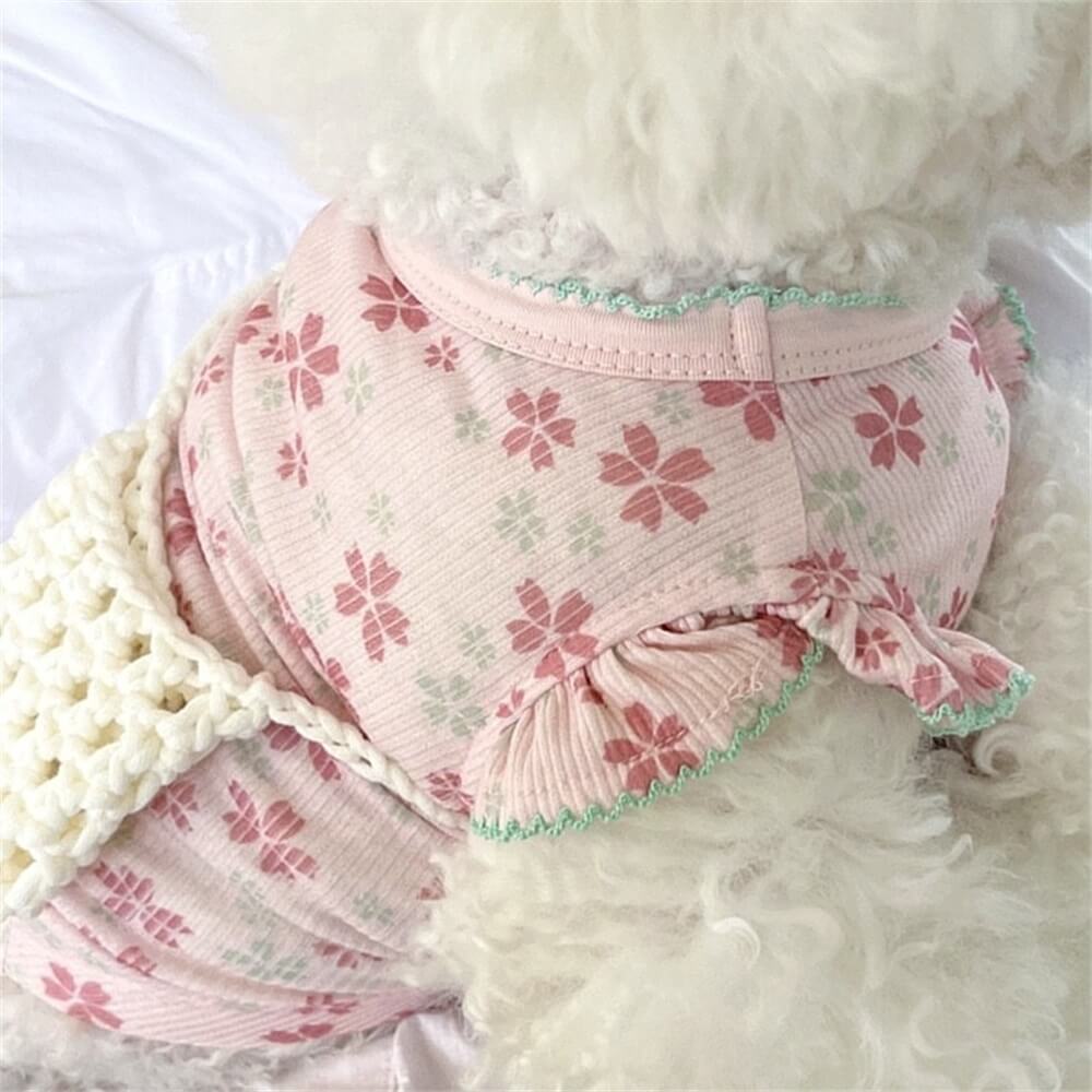 Floral Ruffle Dog Top – Lightweight and Perfect for Spring and Summer