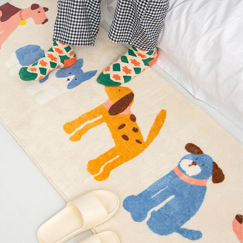 Adorable tapis de chevet à motif de chat et de chien pour animaux de compagnie