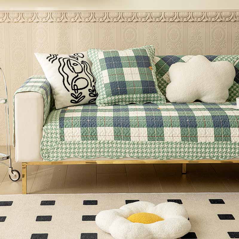 Kratzfester Couchbezug aus Baumwolle mit Karomuster