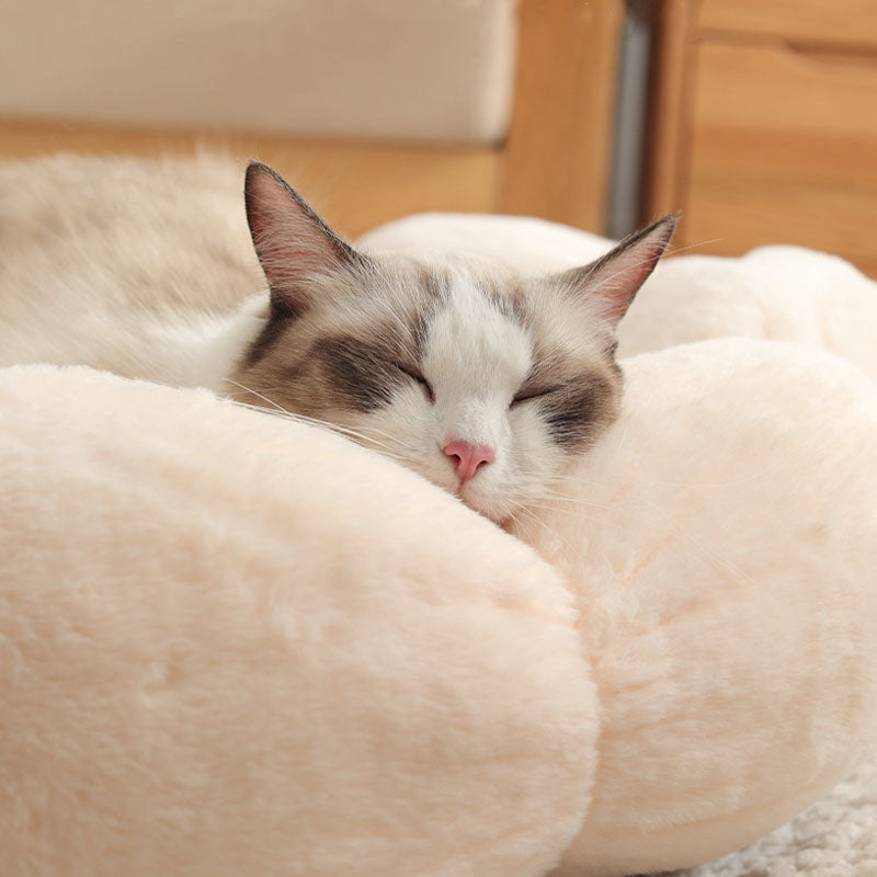 Lit pour chat en forme de fleur à sommeil profond