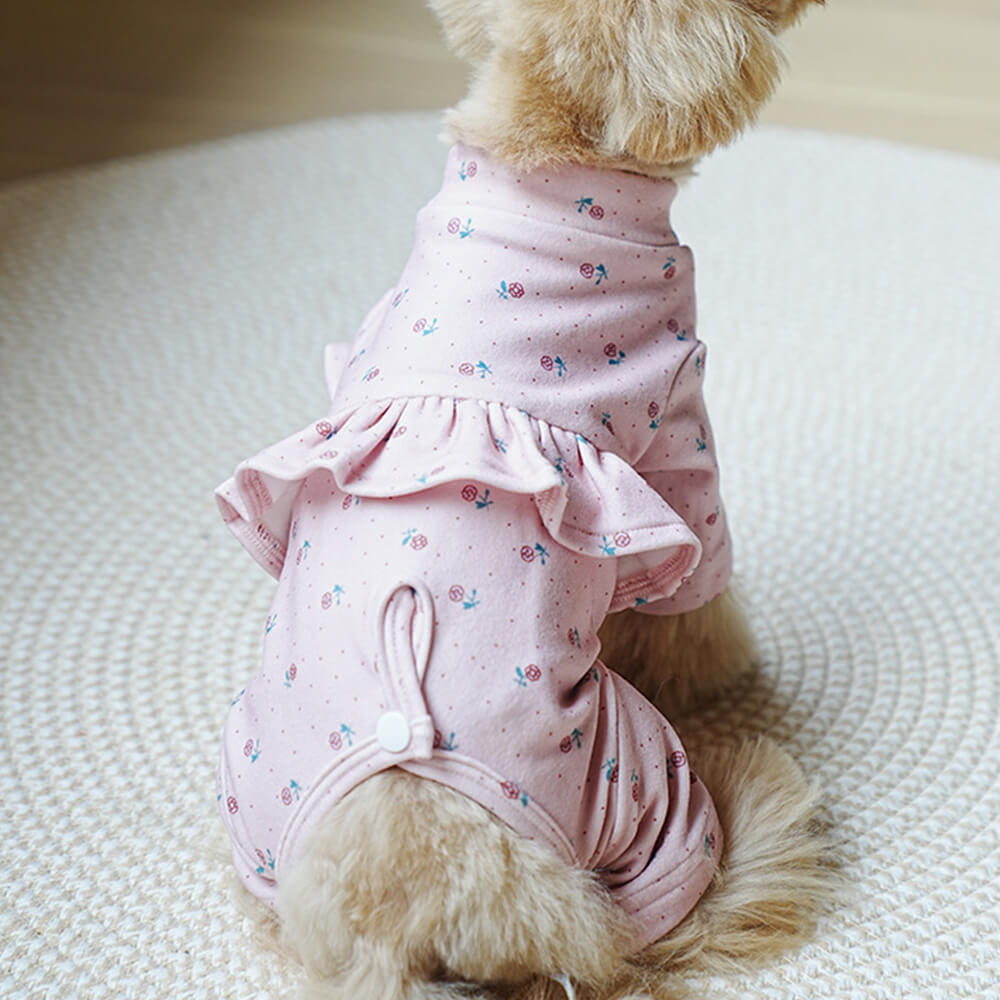 Floral Ruffle Dog Pajamas – Adorable and Cozy Sleepwear for Dogs