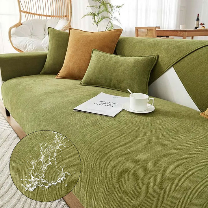 Coperchi di divano impermeabili e antiville in tessuto chenille a spina di pesce