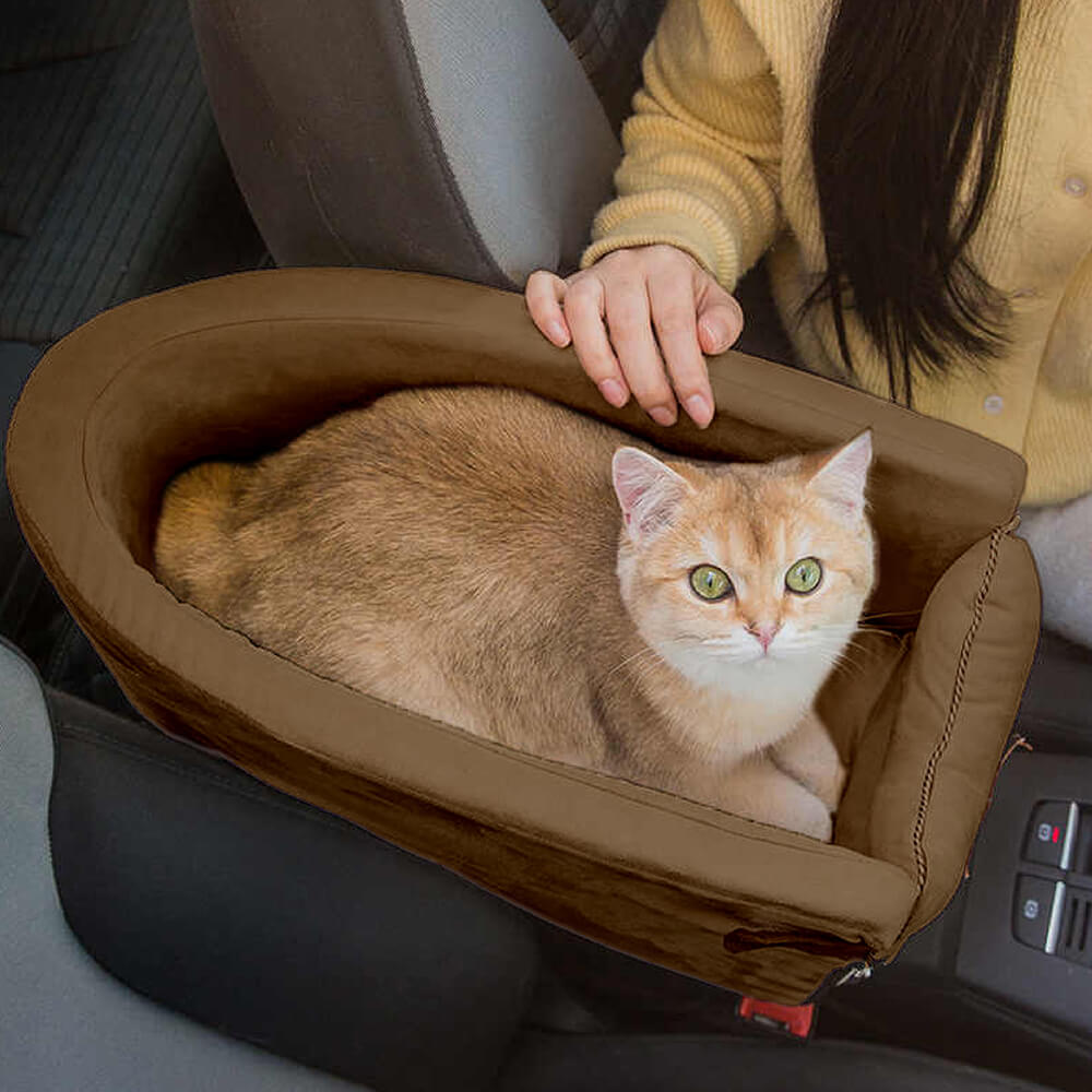 Siège d'auto pour animaux de compagnie avec console ovale Lookout en daim
