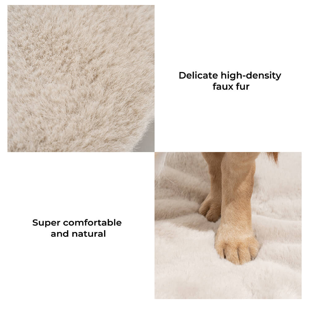 Tapis pelucheux rond en fausse fourrure fait à la main, super doux, pour animaux de compagnie