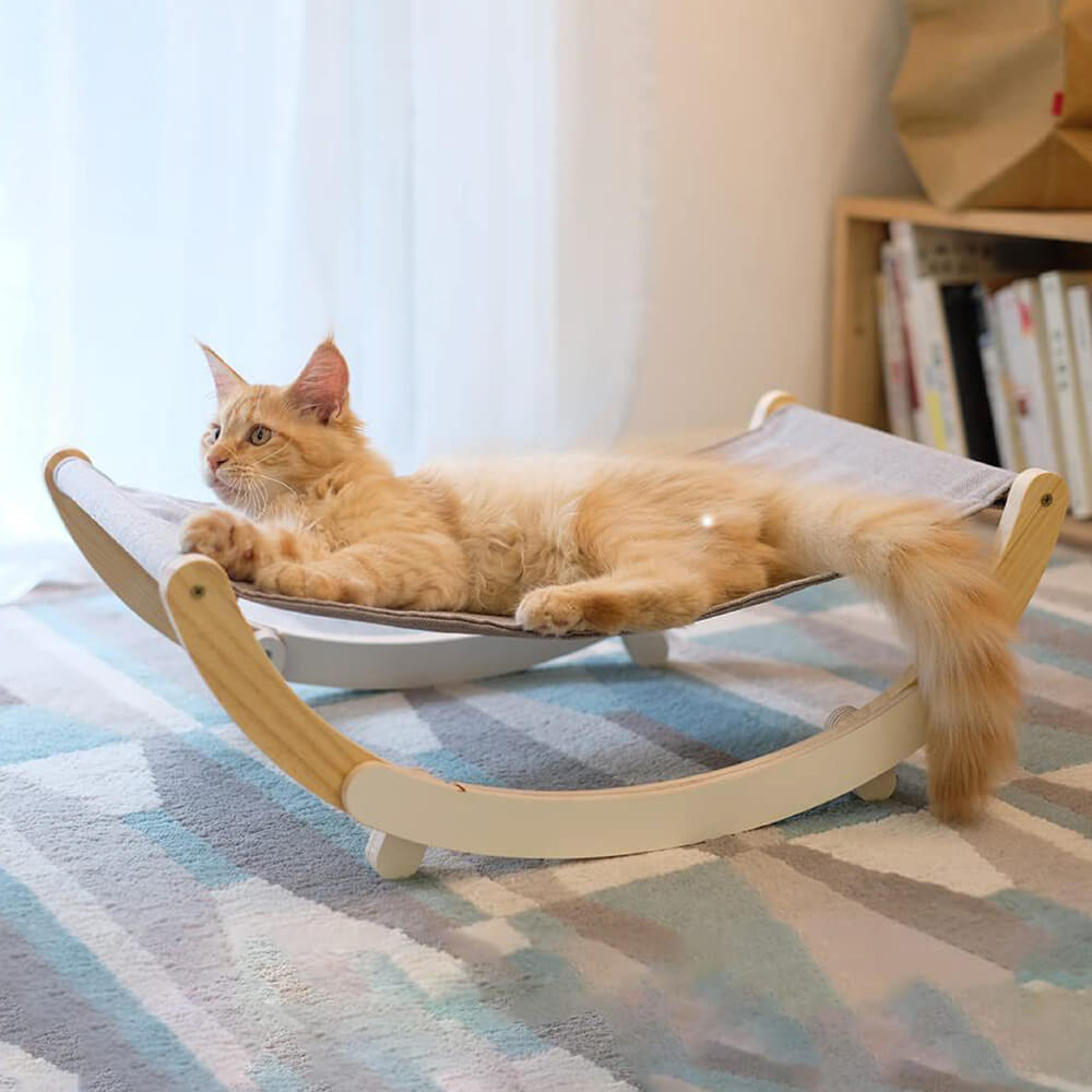 Chaise pivotante de lit hamac pour chat surélevé en bois