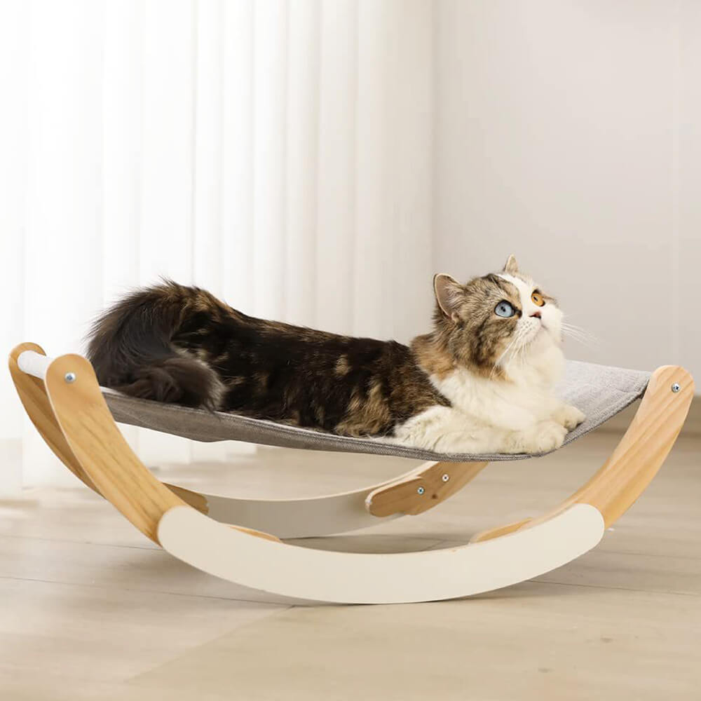 Chaise pivotante de lit hamac pour chat surélevé en bois